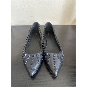Frye Black Studded Pointed Toe Leather Flats Womens Size 8 M